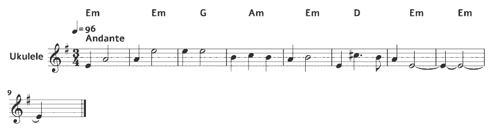 The opening bars of Scarborough Fair in music notation.