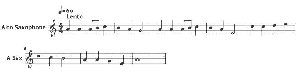 Die ersten Takte von Song of the Volga Boatmen in Notenschrift.
