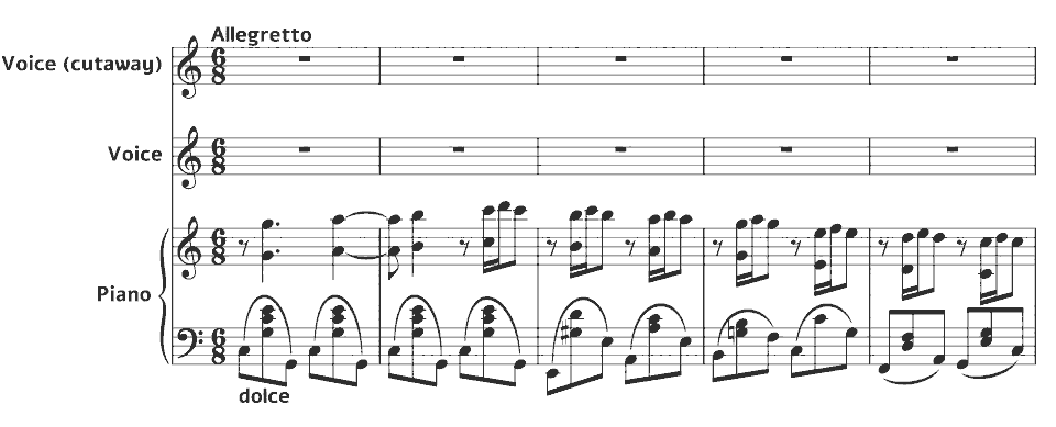 The opening bars of Only by Virginia Gabriel in music notation.