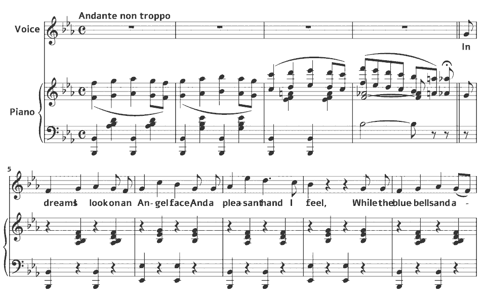 The opening bars of Sacred Vows by Virginia Gabriel in music notation.