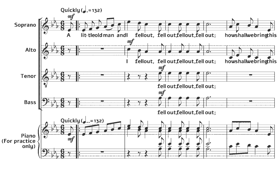 The opening bars of Op.23 New Nursery Rhymes: A little old Man by Walford Davies in music notation.