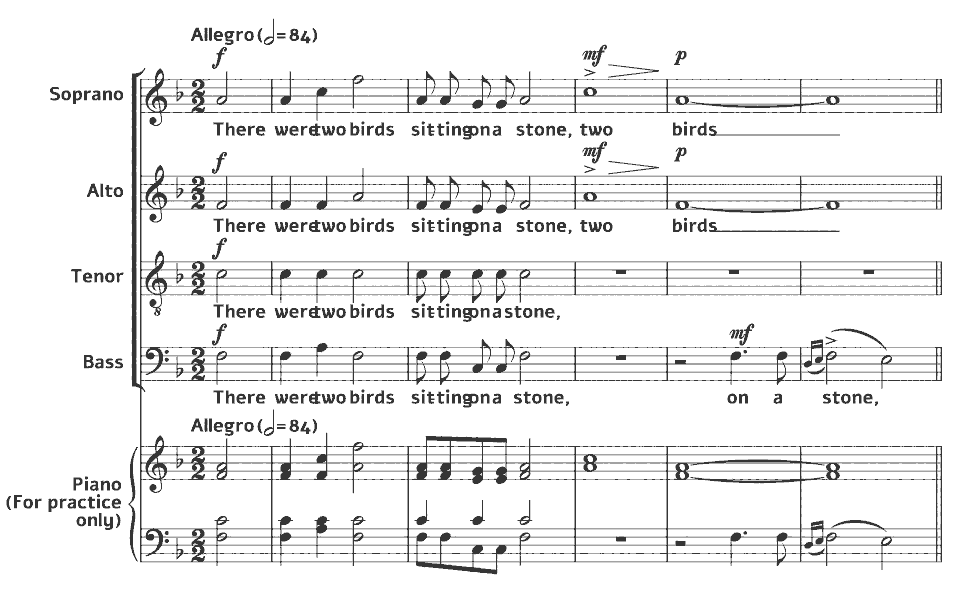 Die ersten Takte von Op.23 New Nursery Rhymes: A Tragedy von Walford Davies in Notenschrift.
