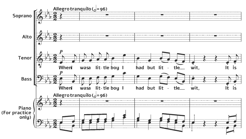 Die ersten Takte von Op.23 New Nursery Rhymes: The Apology von Walford Davies in Notenschrift.
