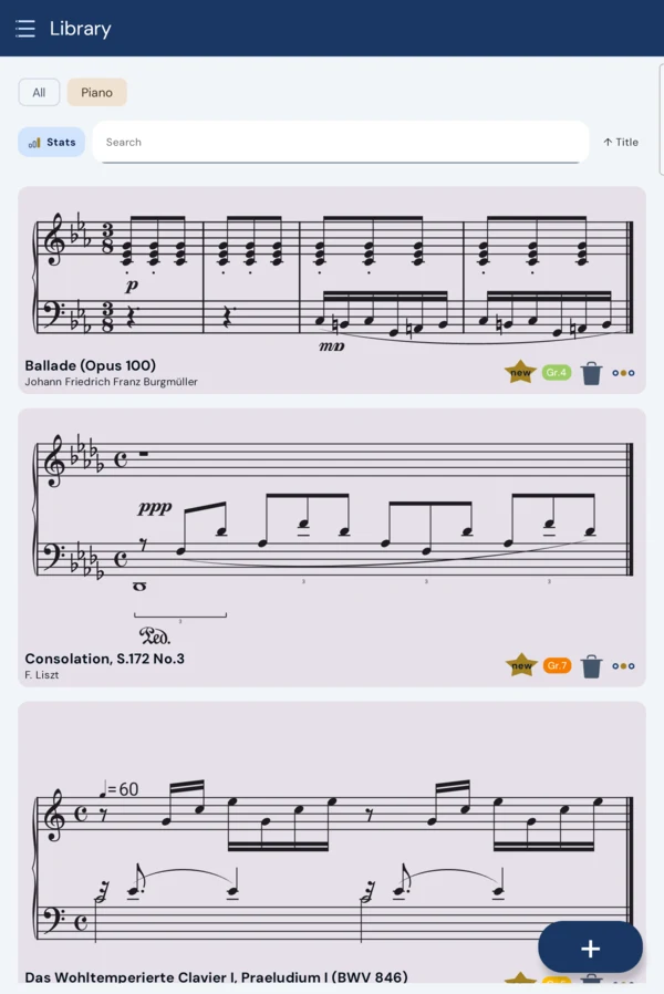 The Scoreflection library, each score shown as its opening bars.